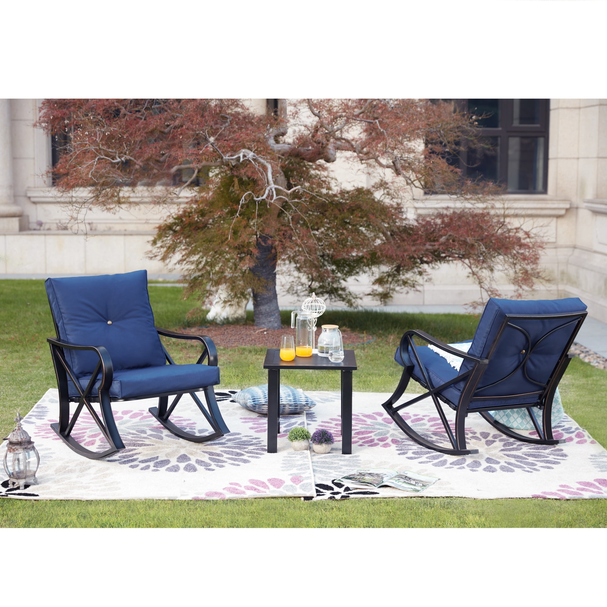 3Piece Outdoor Rocker Chairs and Table Conversation Set
