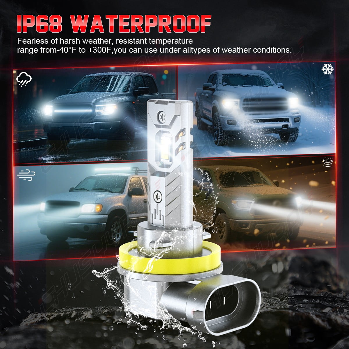 CHUSYYRAY H11 LED Headlight Low Beam Bulbs Super Bright 20000LM 6000K Crystal White 2 Pack