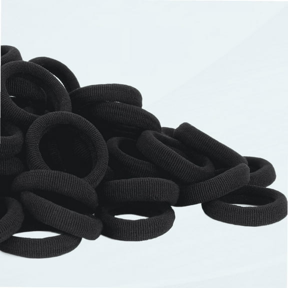 Black Seamless Baby Hair Ties – Girls Cotton Hair Bands – Tiny Kids Elastics Ponytail Holders for Baby Toddlers Girls Kids, 1 Inch in Diameter, Black, by Nspring