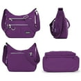 thumbnail image 3 of Spencer Women Crossbody Handbag Waterproof Nylon Handbag Purse Bag Upgrade Roomy Multiple Pockets Messenger Satchel for Girls, Purple, 3 of 10