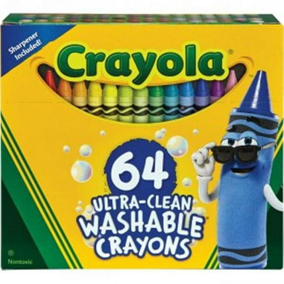 Binney & Smith & Crayola 64 Count Ultra Clean Washable Crayons, Assorted