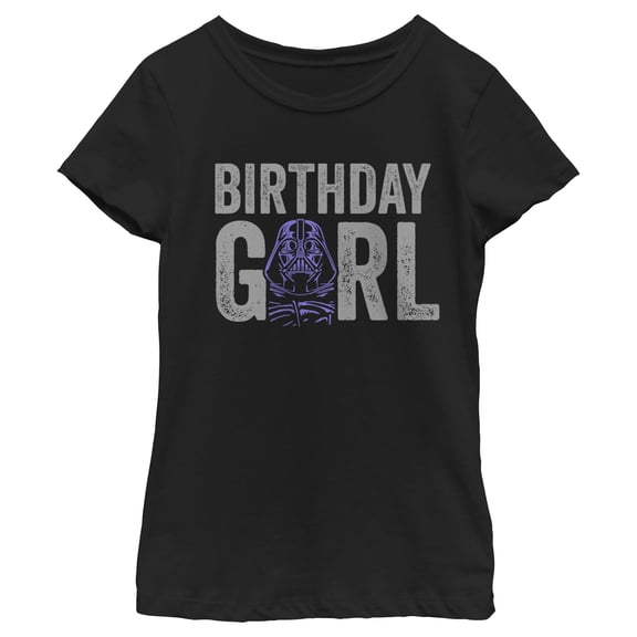 Girl's Star Wars Distressed Darth Vader Birthday Girl Graphic T-Shirt