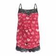 thumbnail image 5 of Womens Sleepwear Valentines Womens Sleepwear Lace Pajamas Cami Nightwear Set Lace Trim Short Pajama Set with Shorts Nightwear Lace Short Sleepwear Sets Multicolor L, 5 of 5
