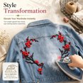thumbnail image 6 of 2pcs Cherry Blossom Iron Patch, Artrylin Iron On Blossom Plum Applique Patch Embroidery Flower Vines, Appliques DIY Trim for Jeans Garment Cos, for Hats, Shirts, Shoes, Jeans, Bags (Red), 6 of 6