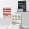thumbnail image 2 of Desktop Pen Organizer with Drawer Stacking Cosmetic Storage Holder Makeup Organizer for Bedroom Office Desk Pen Holder White, 2 of 4