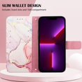 thumbnail image 2 of Nalacover for iPhone 13 Pro Max PU Leather Wallet Case,Stylish Marble Pattern Magnetic Clasp Flip Kickstand Cash Pocket Wireless Charging Detachable Wrist Strap Cover for Girls Women,Rosegold, 2 of 6