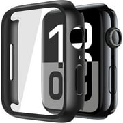 2 Pack Tempered Glass Case Compatible for Apple Watch Series 10 (2024) 46mm, Hard PC Screen Protector Protection Ultra-Thin Lightweight Scratch-Resistant Cover for iWatch, Black
