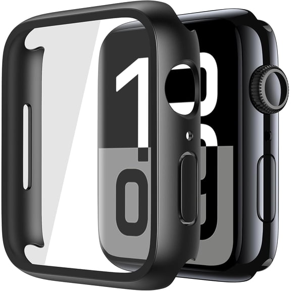 2 Pack Tempered Glass Case Compatible for Apple Watch Series 11 (2025) Series 10 46mm, Screen Protector Cover for iWatch, Black