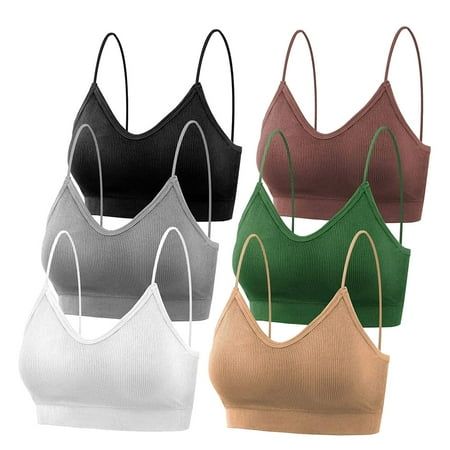

HHei_K 6 Pieces V Neck Bra Seamless Padded Camisole Bandeau Sports Bra Sleep Bra