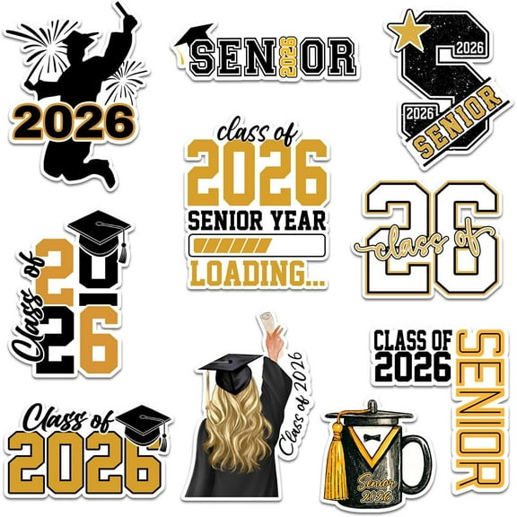 10 Pcs Senior 2026 Sticker Set, Graduation Stickers for Class of 2026 Students, Boys or Girls – Vinyl Decals for Laptops, Water Bottles, Binders, Phones, Notebooks & DIY Graduation