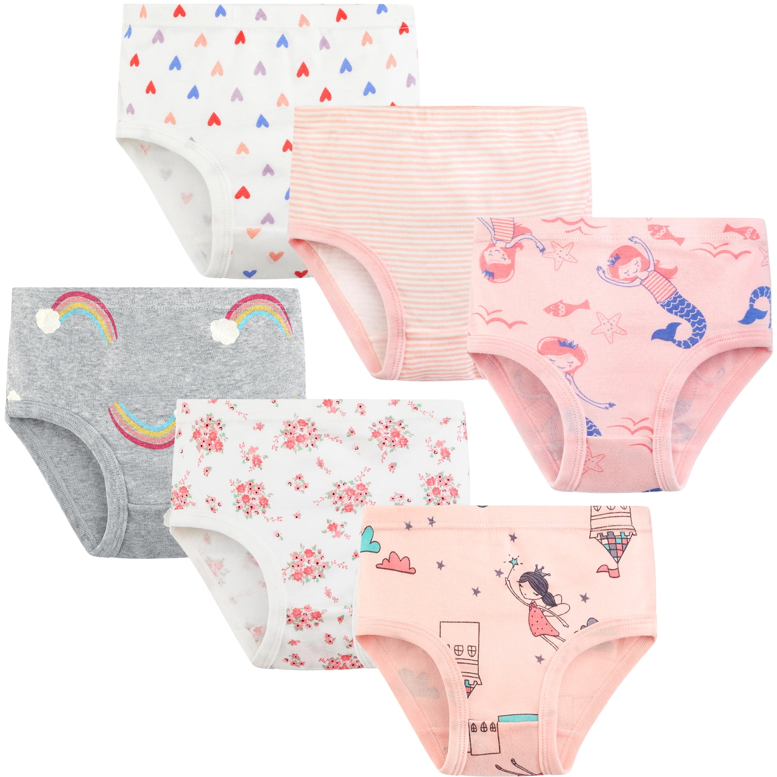 Synpos Girls Underwear Little Mermaid Collection，100 Cotton Panties