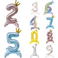 thumbnail image 2 of Globos con números del 0 al 9 de 32 pulgadas, de aluminio dorado, azul y plateado, decolorados, digitales, para baby shower, globos para niños, decoración para fiesta de cumpleaños, 2 of 5