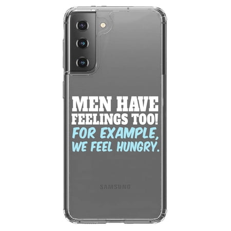 DistinctInk Clear Hybrid Case for Samsung Galaxy S21 (6.2 Screen) - Hunger - Wireless Charging Compatible