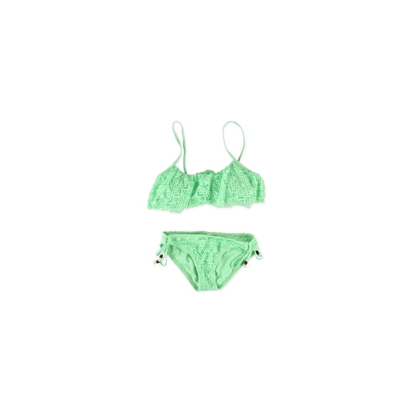 Reef Womens Mesh Side Tie 2 Piece Bandeau, Green, X-Small