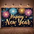 thumbnail image 5 of Fireworks Happy New Year Banner Starry New Year Display Colorful Golden Lettering Festive Backdrop for New Year Party Holiday Celebration Indoor Decoration, 5 of 9