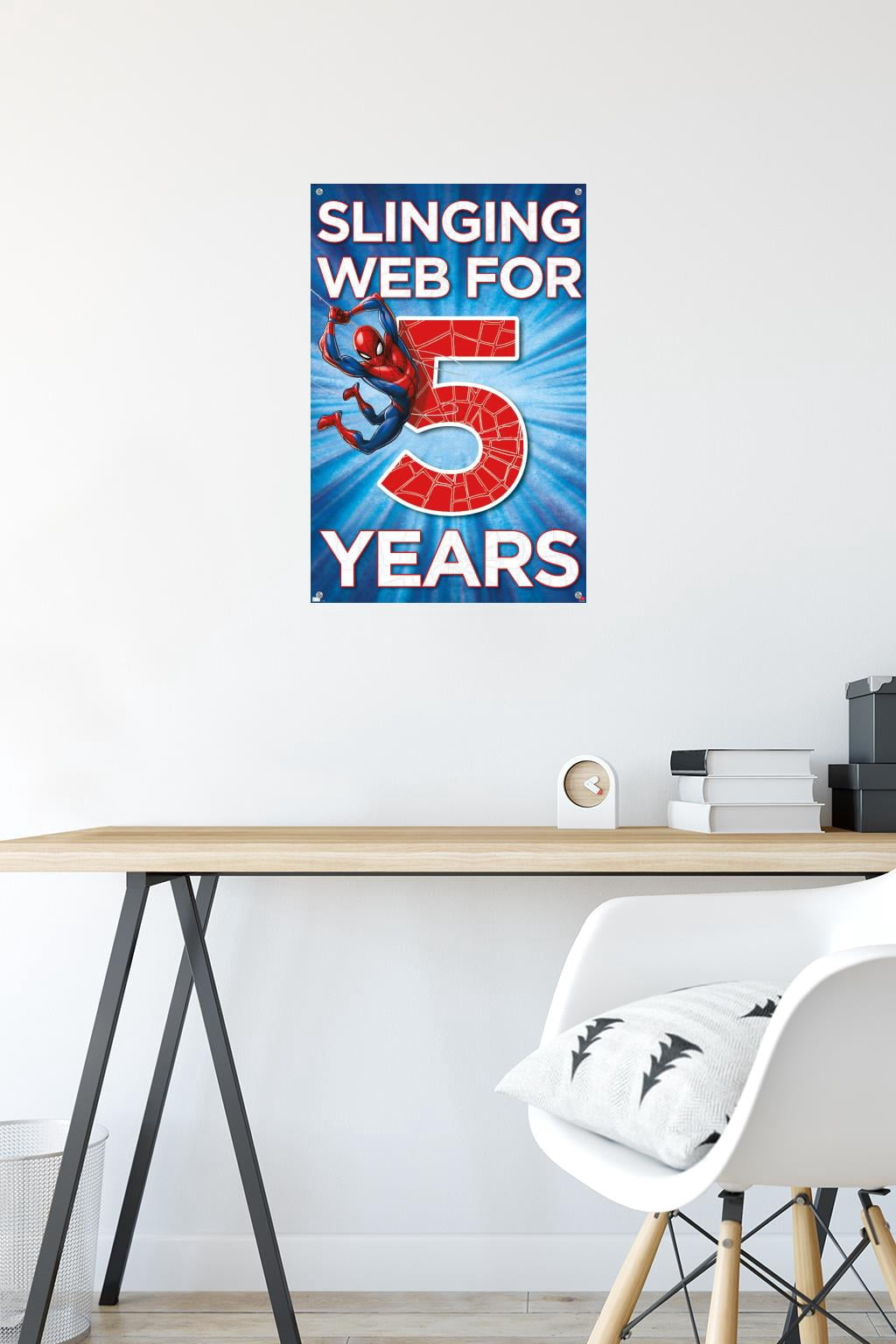 Marvel Spider-Man - Happy 5th Birthday Wall Poster with Pushpins, 14.725" x 22.375"