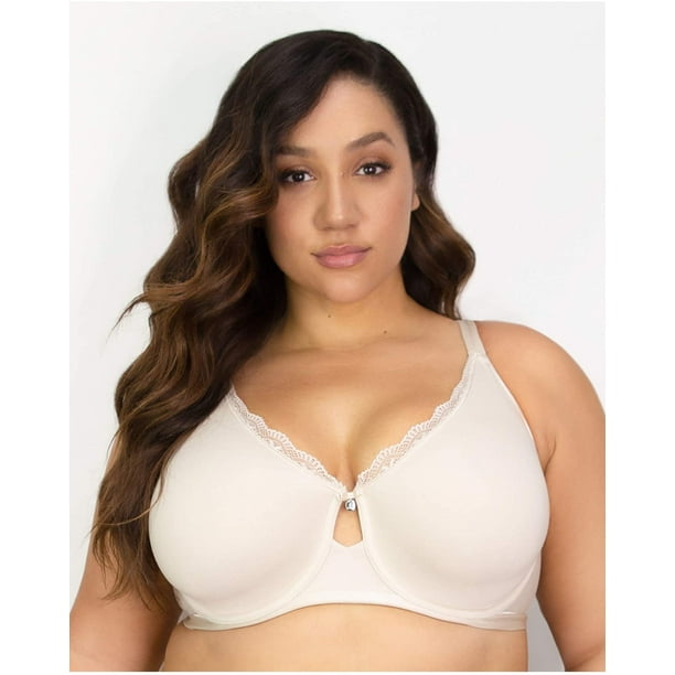 Women's Curvy Couture 1291 Cotton Luxe Unlined Underwire Bra (Natural 42DDD)