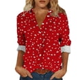 thumbnail image 2 of Classic Polka Dot Print Shirt for Women Long Sleeve Button Down Collared Relaxed Fit Versatile Casual Office Blouse, 2 of 6