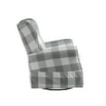 thumbnail image 4 of Benjara 35" Accent Swivel Chair- Glider- Checkered Fabric- Light Gray, 4 of 6