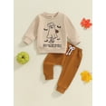 thumbnail image 4 of Aojekbee Baby Boy Girl Halloween Outfit, Ghost Letter Print Long Sleeve Sweatshirt Elastic Waist Pants 2 Piece Set for Fall, 4 of 10