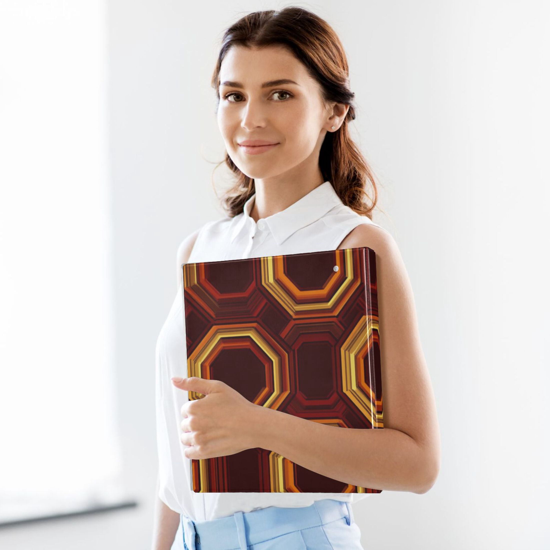 Horseshoe Octagonal 3 Ring Binders 1.5 inch Hardcover File Folders with Interior Pockets A4 Size Organizer for School Office Hospital