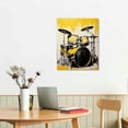thumbnail image 3 of Nawypu  Music Canvas Wall Art  Pieces Abstract Guitar Piano Drum Set Pictures Yellow and Grey Music Painting Print Gift for Music Lover, 3 of 5