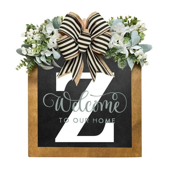 StSilkitty Personalized Last Name Wooden Wreath Sign for Year Round Front Door Decoration Suit for Weddings,Holidays,Anniversaries Housewarming Gifts
