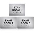 thumbnail image 1 of Letrero de sala Yaocom Exam, 5 x 7 cm, con números en braille del 1 al 3, plateado/negro, 1 of 6