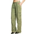 thumbnail image 2 of Love Tree Womens Juniors Tencel Cargo Pants (Light Olive, Large), 2 of 4