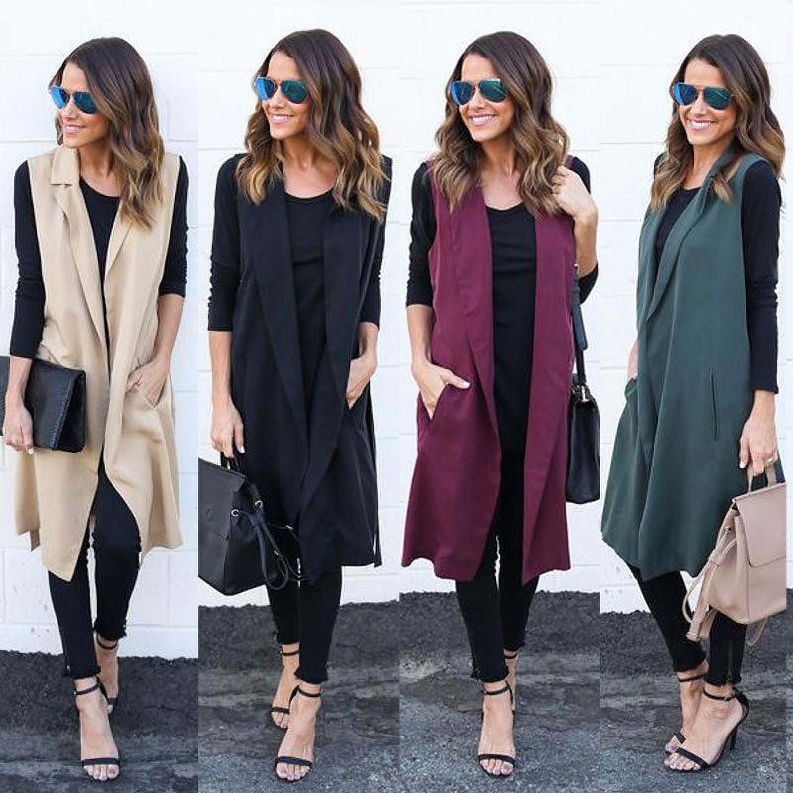 Long sleeveless duster coat hotsell