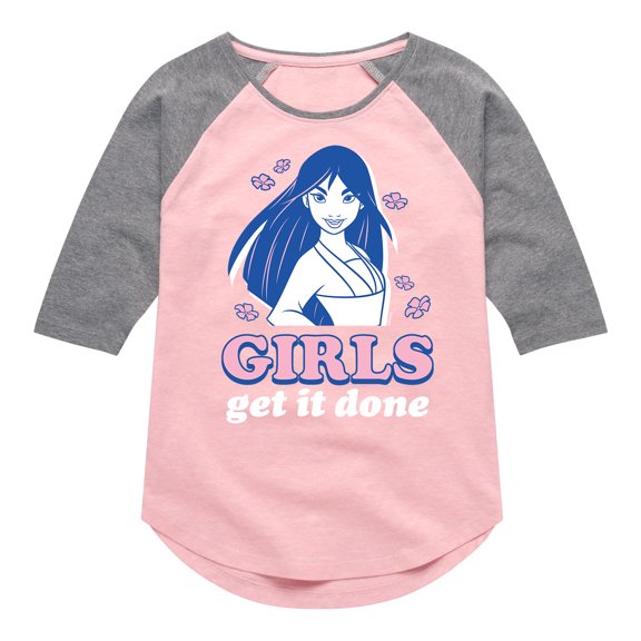 Disney Princess - Girls Get It Done - Toddler And Youth Girls Raglan Graphic T-Shirt