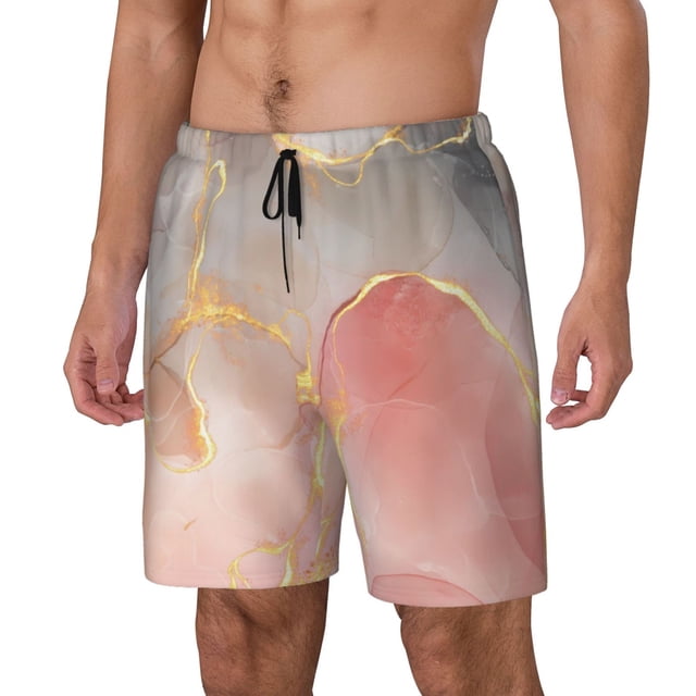 Fotbe Abstract Marble Texture Traje de Baño para Hombre – Shorts de Natación de Secado Rápido con Forro y Bolsillos-XX-Large
