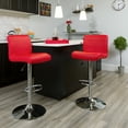 thumbnail image 1 of Red Vinyl Adjustable Height Barstool with Rolled Seat, 1 of 5