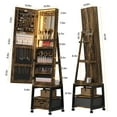 thumbnail image 2 of 4-in-1 Jewelry Cabinet with Large Storage Capacity, Rotatable Full Length Mirror with Jewelry Storage, Lockable Floor Standing Jewelry Armoire Organizer with Drawer and Wheels, 2 of 9