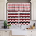 thumbnail image 2 of Red Black Curtain Valances Set White Stripe Kitchen Curtains 24&nbsp;inch Length Rod Pocket Valance and Tiers 3 Piece Set Small Bedroom Bathroom Laundry Decor, 2 of 9