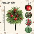 thumbnail image 2 of 23.6" Christmas Flowers Artificial, Faux Evergreen Pine with Red Berries for Outdoor Planters, Red Berry Floral Stake, Winter Holiday Ground Stake Decor, Pine Cypress Berry Picks, Christmas Decor, 2 of 5