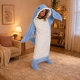 thumbnail image 5 of LEKWK Shark Blanket Hoodie Onesie Adult Funny Animal Onesie Cozy Flannel Shark Sleeping Bag Fleece Jumpsuit Pajamas Halloween Cosplay Costume, 5 of 8