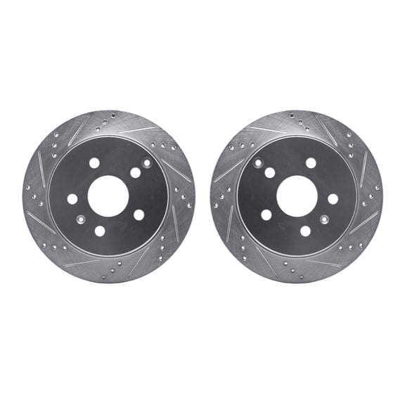 Dynamic Friction Company Rear Brake Rotors-Drilled and Slotted-Silver 7002-48064