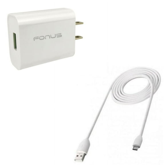 MicroUSB 3ft USB Cable w 18W Quick Home Charger V1E for Kyocera Brigadier, DuraXTP, DuraForce, Cadence, DuraXE, Hydro Wave View, Jitterbug Touch, Vibe, XD, Shore Reach, DuraXV LTE, Pro, Life