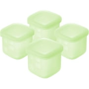 Olababy Clear Sense Silicone Storage Containers 4pk for Baby Food, Snacks, Formula, Puree, Sauce & More | Micro Plastic & BPA-Free | Daycare Essentials for Toddlers and Kids (Kiwi, 4 oz / 120 ml)