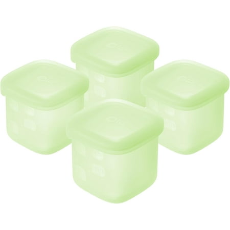 Olababy Clear Sense Silicone Storage Containers 4pk for Baby Food, Snacks, Formula, Puree, Sauce & More | Micro Plastic & BPA-Free | Daycare Essentials for Toddlers and Kids (Kiwi, 4 oz / 120 ml)