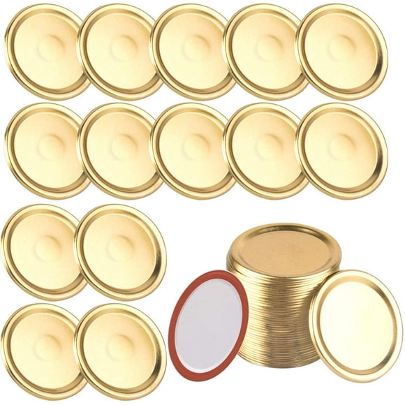 40 Pack Mason Jar Lids Mason Jar Split-Type Lids Mason Jar Cover Mason Jar Lid with Silicone Excluding Mason Circle (Gold)