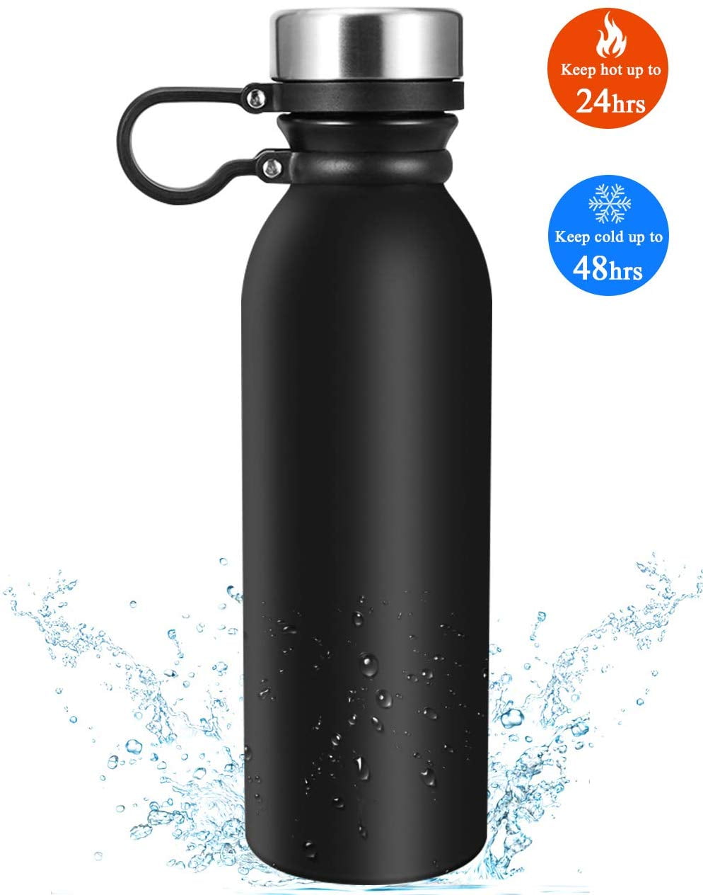 Vacuum Insulated Stainless Steel Bottle with Wide Mouth Camper Lid  Hot & Cold 