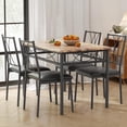thumbnail image 2 of Dining mesa set para 4: small wood rectangle dining mesa con 4 forrado sillas, kitchen mesa set para apartment, space - saving y easy to assemble (retro brown), 2 of 7