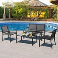 thumbnail image 2 of 4 Pieces Patio Furniture Sets,Outdoor Patio Conversation Sets with Glass Coffee Table, Small Porch Balcony Furniture, Patio Table and Chairs Set for Garden, Backyard (Black), 2 of 7