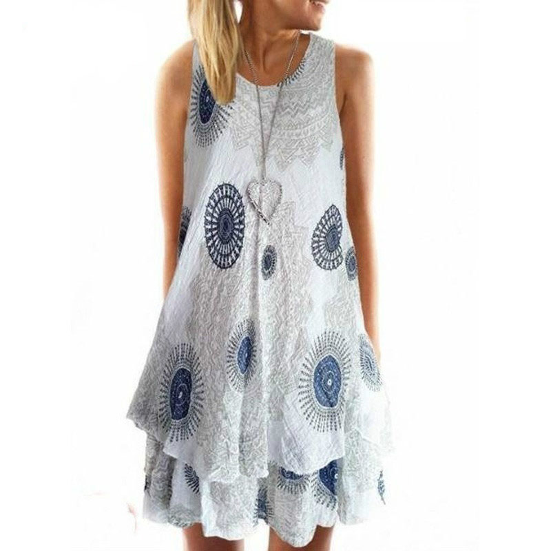 white sleeveless chiffon loose dress