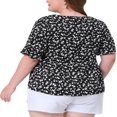 thumbnail image 3 of CHUANK Women‘s Plus Size Summer Floral Ruffle Sleeve Babydoll Blouses, 3 of 5