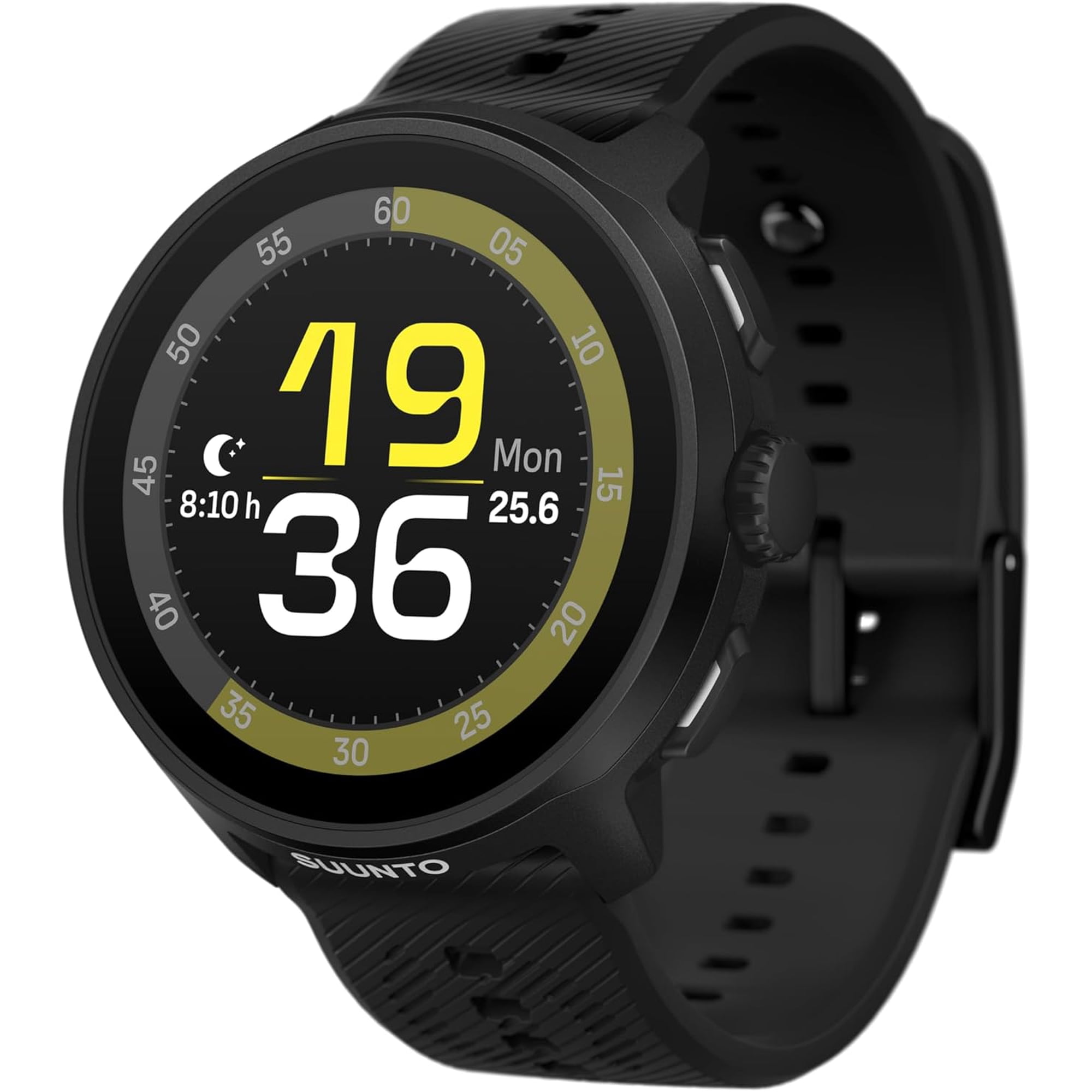 Suunto Run GPS Sports Watch with AMOLED Touchscreen, Heart Rate and Sleep Tracker - Black, Silicone Strap