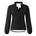thumbnail image 4 of VEKDONE Womens Tops Dressy Long Sleeve Plus Size Blouse Elegant Trendy Ruched Ruffle V Neck Blouses Solid Color Loose Fit Ladies Outdoor Shirts, 4 of 5