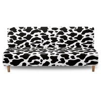 SCRAWLGOD Cow Print Black White Stretch Armless Futon Cover, Machine Washable Futon Couch Cover with Elastic Bottom, Dust Proof Sofa Cover, Soft Furniture Bed Protector